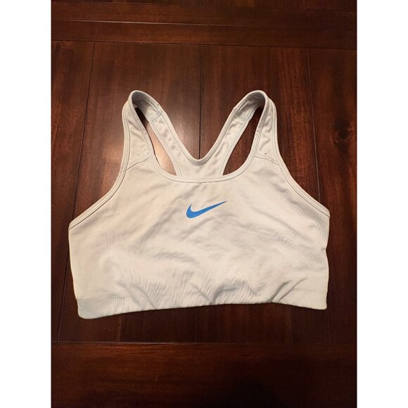 Nike Dri-Fit Womens Sports Bra Size L Light Blue Unpadded - Picture 2 of 7